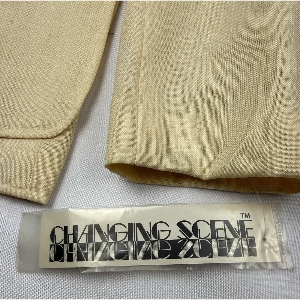 Changing Scene Womens Blazer Size 16‎ Cream Linen Blend Vintage